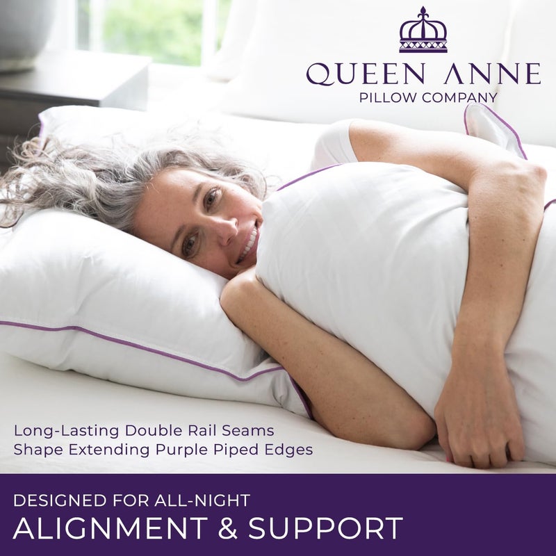 Queen Anne Luxury Hotel Down Alternative Pillow - Majesty Down - Synthetic Allergy Free Hypoallergenic Bed Pillow - Made in USA (Standard Medium) - Image 5
